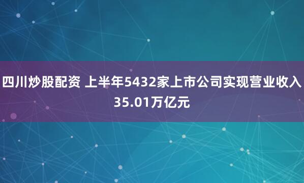 四川炒股配资 上半年5432家上市公司实现营业收入35.01万亿元